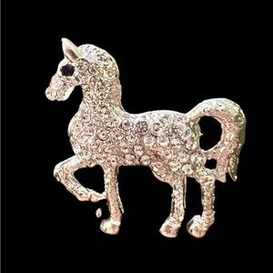 UNICORN RHINESTONE AND SILVER TONE PIN BROOCH NWT